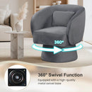 Swivel Accent Chair Upholstered Barrel Chair with Curved Back and Removable Lumbar Pillow by LJGDeals