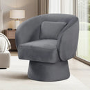 Swivel Accent Chair Upholstered Barrel Chair with Curved Back and Removable Lumbar Pillow by LJGDeals