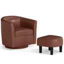 Modern Club Swivel Accent Chair with Ottoman Footrest Curved Backrest by LJGDeals