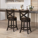 31 Inch Swivel Bar Stool with Curved Backrest PU Leather Seat and Footrest by LJGDeals