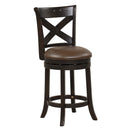 31 Inch Swivel Bar Stool with Curved Backrest PU Leather Seat and Footrest by DirectDeals