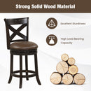 31 Inch Swivel Bar Stool with Curved Backrest PU Leather Seat and Footrest by DirectDeals
