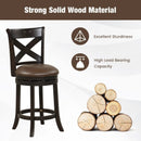 31 Inch Swivel Bar Stool with Curved Backrest PU Leather Seat and Footrest by LJGDeals