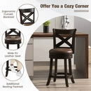31 Inch Swivel Bar Stool with Curved Backrest PU Leather Seat and Footrest by DirectDeals