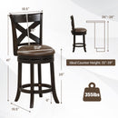 31 Inch Swivel Bar Stool with Curved Backrest PU Leather Seat and Footrest by DirectDeals