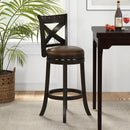 31 Inch Swivel Bar Stool with Curved Backrest PU Leather Seat and Footrest by DirectDeals