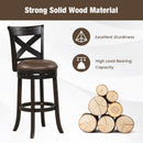 31 Inch Swivel Bar Stool with Curved Backrest PU Leather Seat and Footrest by DirectDeals