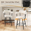Swivel Bar Stool Set of 2 Counter Height Chairs with Curved Back and Arms by LJGDeals