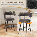 Swivel Bar Stool Set of 2 Counter Height Chairs with Curved Back and Arms by LJGDeals