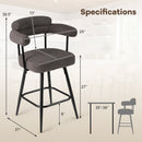 Swivel Bar Stool Set of 2 Counter Height Chairs with Curved Back and Arms by LJGDeals