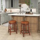 29 Inch Swivel Bar Stool Set of 2 with Upholstered Seat and Rubber Wood Frame-29 inches by LJGDeals
