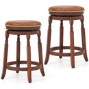29 Inch Swivel Bar Stool Set of 2 with Upholstered Seat and Rubber Wood Frame-29 inches by DirectDeals