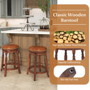 29 Inch Swivel Bar Stool Set of 2 with Upholstered Seat and Rubber Wood Frame-29 inches by DirectDeals