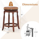 29 Inch Swivel Bar Stool Set of 2 with Upholstered Seat and Rubber Wood Frame-29 inches by DirectDeals