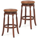 29 Inch Swivel Bar Stool Set of 2 with Upholstered Seat and Rubber Wood Frame-29 inches by LJGDeals