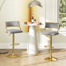 Swivel Bar Stool Set of 2 Dutch Velvet Height Adjustable Island Stools-Grey