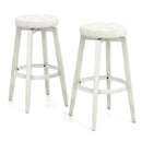 360-Degree Swivel Upholstered Rubberwood Frame Bar Stool Set of 2 with Footrest by LJGDeals