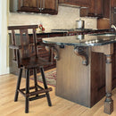 29 Inch Wooden Swivel Bar Stool with Footrest Backrest Armrest-Brown by LJGDeals