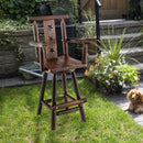 29 Inch Wooden Swivel Bar Stool with Footrest Backrest Armrest-Brown by LJGDeals