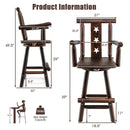 29 Inch Wooden Swivel Bar Stool with Footrest Backrest Armrest-Brown by LJGDeals