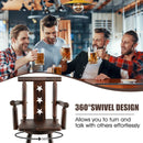 29 Inch Wooden Swivel Bar Stool with Footrest Backrest Armrest-Brown by LJGDeals
