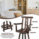 29 Inch Wooden Swivel Bar Stool with Footrest Backrest Armrest-Brown by LJGDeals