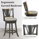26.5 Inch Swivel Bar Stool with Backrest Soft Cushioned Seat and Footrest Gray by LJGDeals