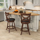 Swivel Bar Stools Set of 2 with Soft Cushion and Elegant Hollow Backrest by LJGDeals