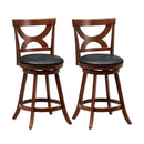 Swivel Bar Stools Set of 2 with Soft Cushion and Elegant Hollow Backrest by LJGDeals