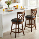 Swivel Bar Stools Set of 2 with High Backrest and Wood Frame by LJGDeals