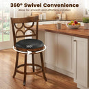 Swivel Bar Stools Set of 2 with High Backrest and Wood Frame by LJGDeals