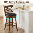 Swivel Bar Stools Set of 2 with High Backrest and Wood Frame by LJGDeals