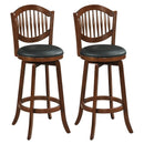 Swivel Bar Stools Set of 2 with Backrest and Wood Frame by LJGDeals