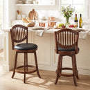 Swivel Bar Stools Set of 2 with Backrest and Wood Frame by LJGDeals