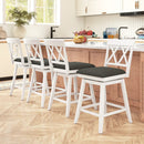 Swivel Bar Stools Set of 4 Counter Height Barstools with Backrest Upholstered Seat Cushion by LJGDeals