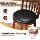 Swivel Bar Stools Set of 2 Counter Height Faux Leather Upholstered Barstools by DirectDeals