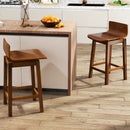 24.5 Inch Swivel Wooden Bar Stools Set of 2 with Rubber Wood Legs and Low Back by LJGDeals