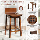 24.5 Inch Swivel Wooden Bar Stools Set of 2 with Rubber Wood Legs and Low Back by LJGDeals
