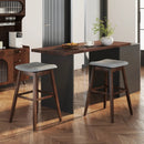 Swivel Bar Stools Set of 2 with Footrest and Rubber Wood Legs-Brown by LJGDeals