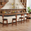Swivel Bar Stools Set of 2 with Rubber Wood Frame and Upholstered Seat by LJGDeals