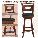 2 Pieces 24/29 inch Swivel Bar Stools with Curved Backrest and Seat Cushions by LJGDeals