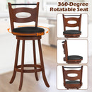2 Pieces 24/29 inch Swivel Bar Stools with Curved Backrest and Seat Cushions by DirectDeals