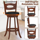 2 Pieces 24/29 inch Swivel Bar Stools with Curved Backrest and Seat Cushions by LJGDeals