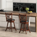 360¬∞ Swivel Upholstered Barstools Set of 2 with Back and Footrest by DirectDeals