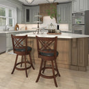 360¬∞ Swivel Upholstered Barstools Set of 2 with Back and Footrest by LJGDeals