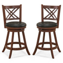 360¬∞ Swivel Upholstered Barstools Set of 2 with Back and Footrest by DirectDeals
