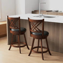 360¬∞ Swivel Upholstered Barstools Set of 2 with Back and Footrest by DirectDeals
