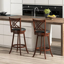 360¬∞ Swivel Upholstered Barstools Set of 2 with Back and Footrest by DirectDeals