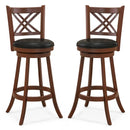 360¬∞ Swivel Upholstered Barstools Set of 2 with Back and Footrest by DirectDeals