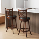 360¬∞ Swivel Upholstered Barstools Set of 2 with Back and Footrest by DirectDeals